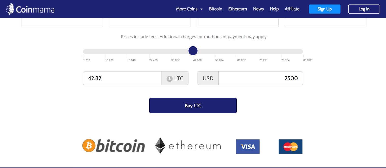 Kjøp Litecoin på Coinmama